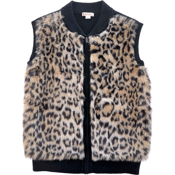 J-Crew Crewcuts Girls vest. Leopard faux fur print. 14 - Picture 1 of 9